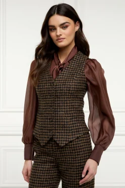 Holland Cooper Waistcoats|Shop By Product-Hampton Waistcoat Chocolate Houndstooth