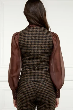 Holland Cooper Waistcoats|Shop By Product-Hampton Waistcoat Chocolate Houndstooth