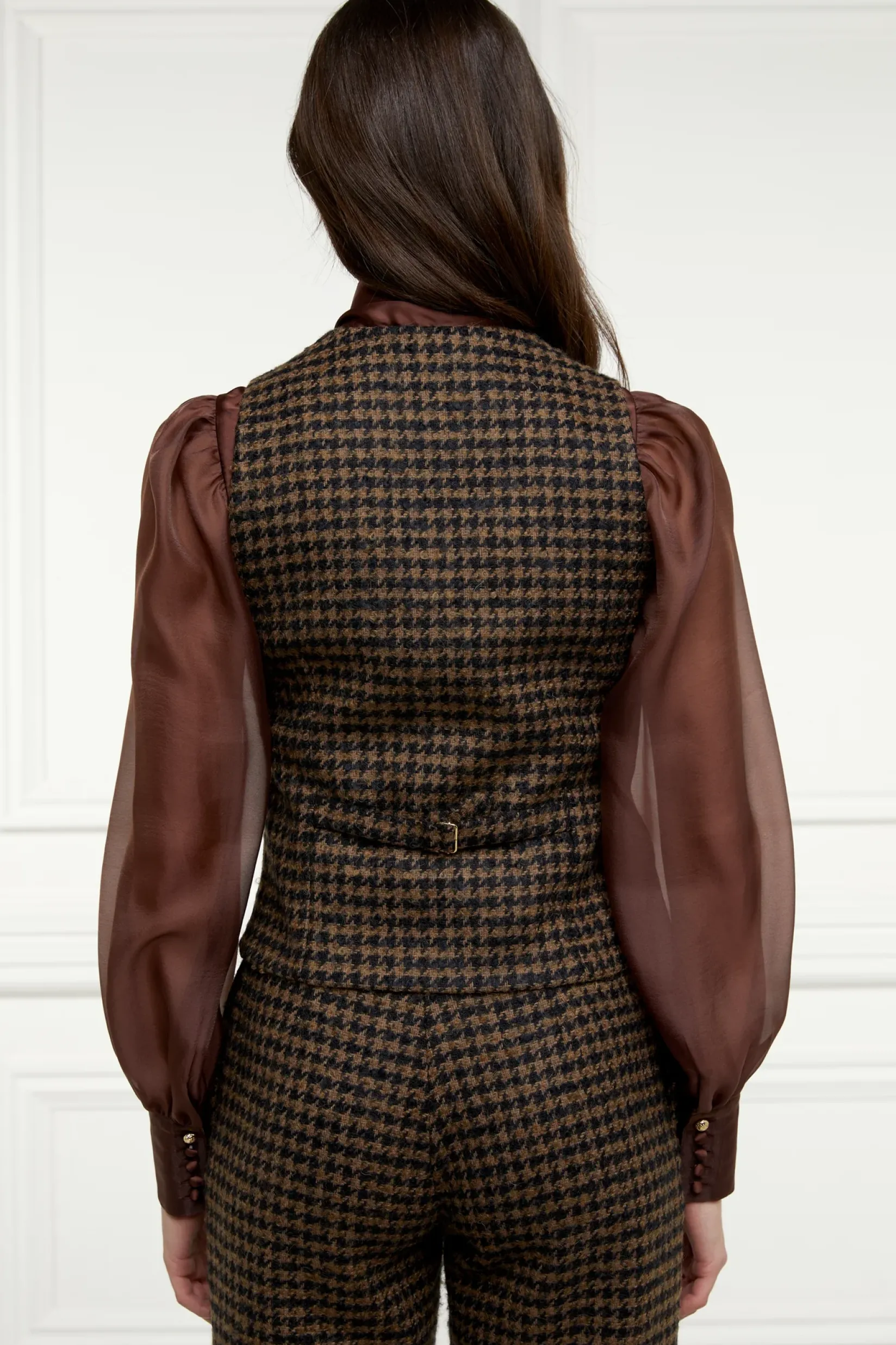 Holland Cooper Waistcoats|Shop By Product-Hampton Waistcoat Chocolate Houndstooth