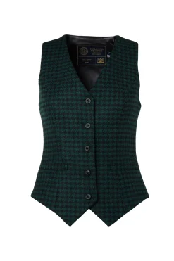 Holland Cooper Waistcoats|Shop By Product-Hampton Waistcoat Emerald Houndstooth