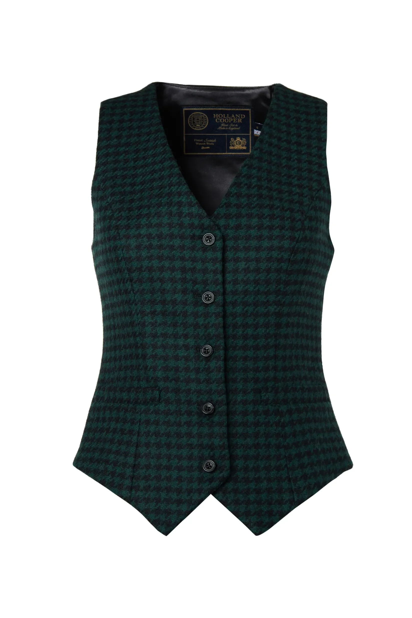 Holland Cooper Waistcoats|Shop By Product-Hampton Waistcoat Emerald Houndstooth