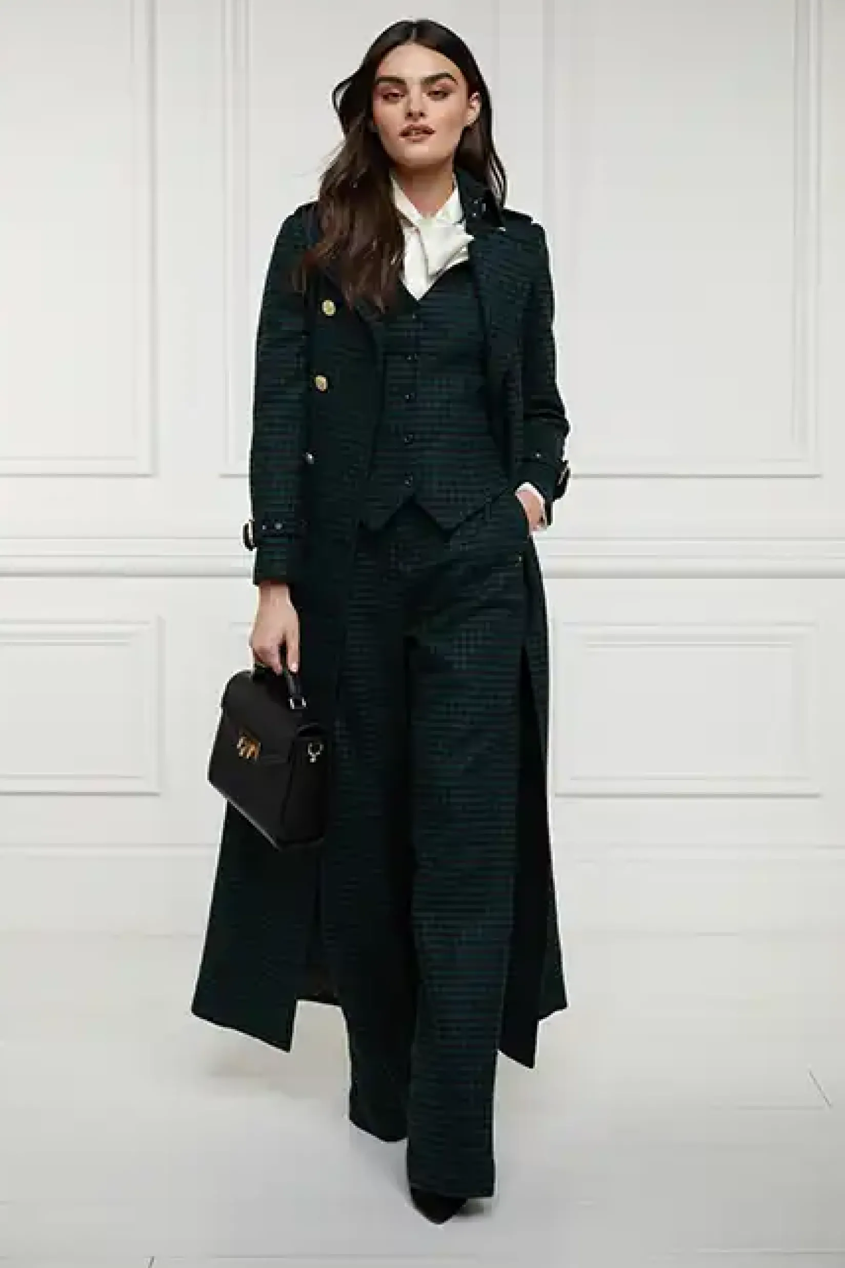 Holland Cooper Waistcoats|Shop By Product-Hampton Waistcoat Emerald Houndstooth