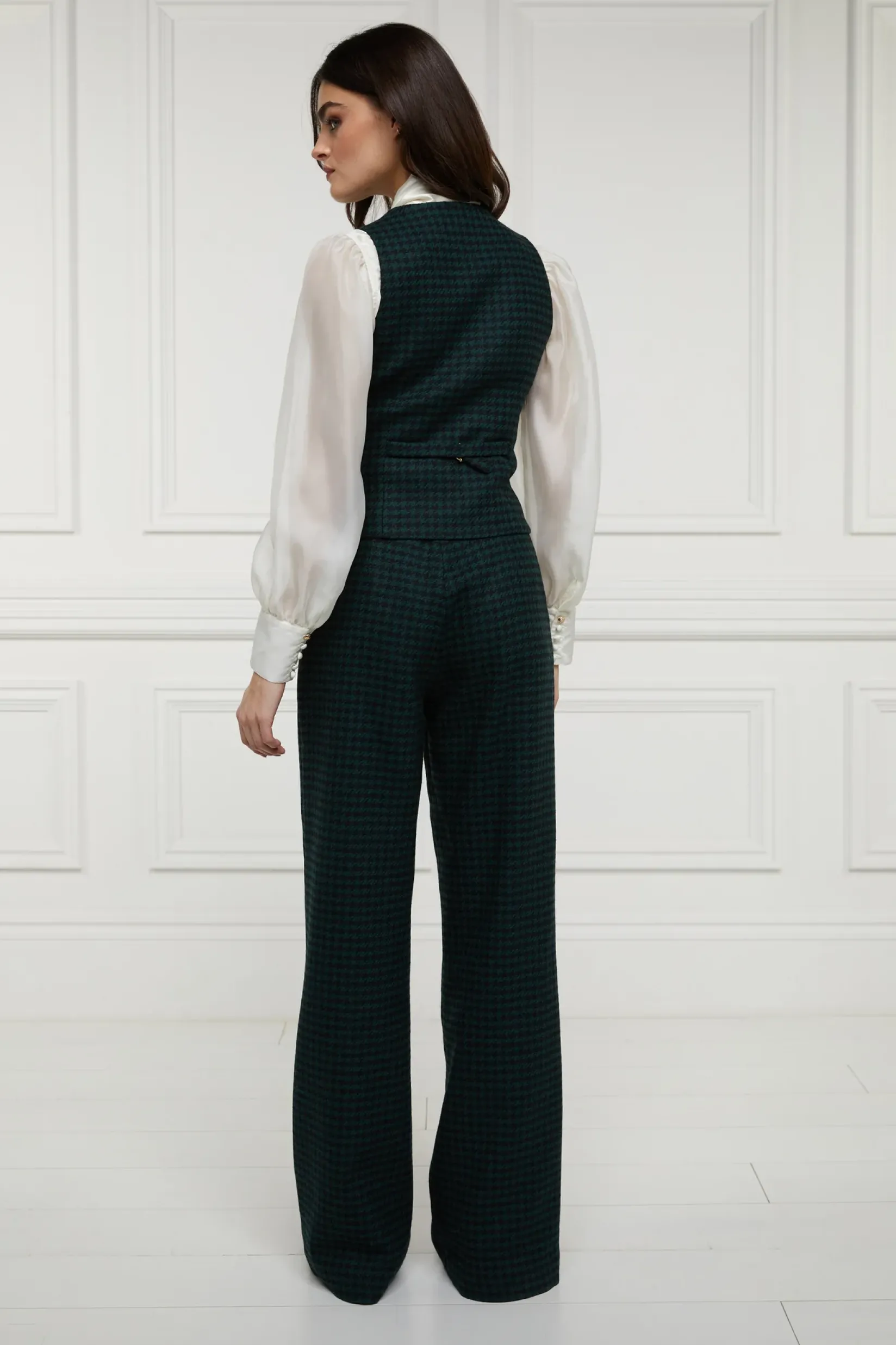 Holland Cooper Waistcoats|Shop By Product-Hampton Waistcoat Emerald Houndstooth