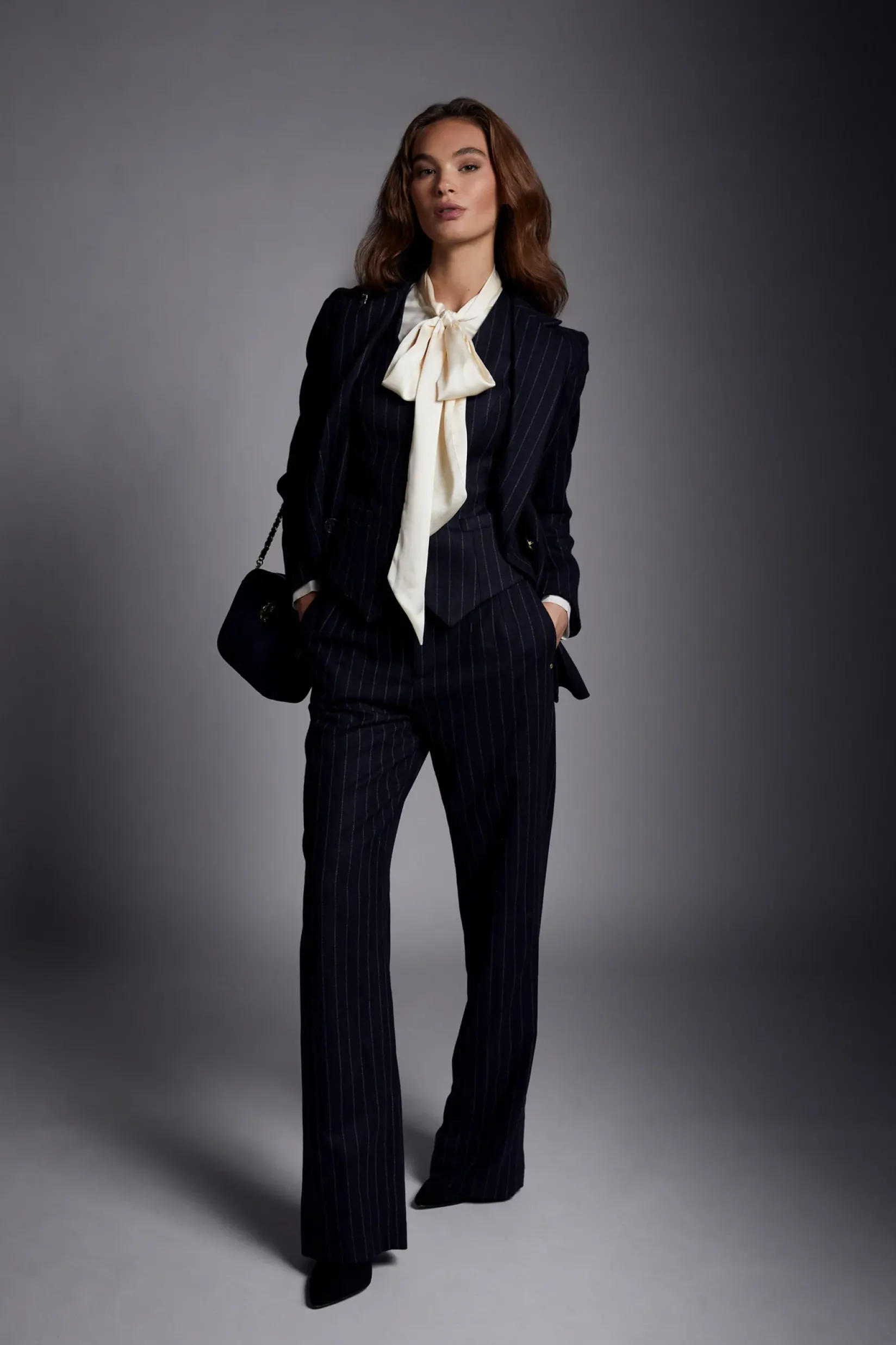 Holland Cooper Waistcoats|Shop By Product-Hampton Waistcoat Navy Chalk Pin Stripe