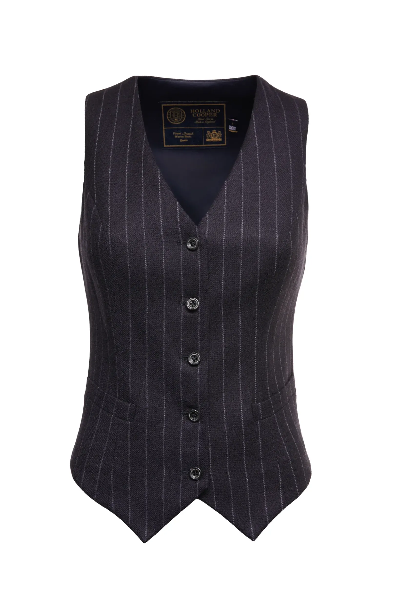 Holland Cooper Waistcoats|Shop By Product-Hampton Waistcoat Navy Chalk Pin Stripe