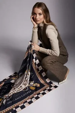Holland Cooper Waistcoats-Hampton Waistcoat Large Scale Brown Herringbone