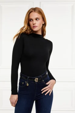 Holland Cooper Gifts For Her|Bodysuits-Harper Long Sleeve Bodysuit Black