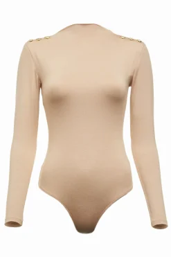 Holland Cooper Bodysuits|Wardrobe Staples-Harper Long Sleeve Bodysuit Light Camel