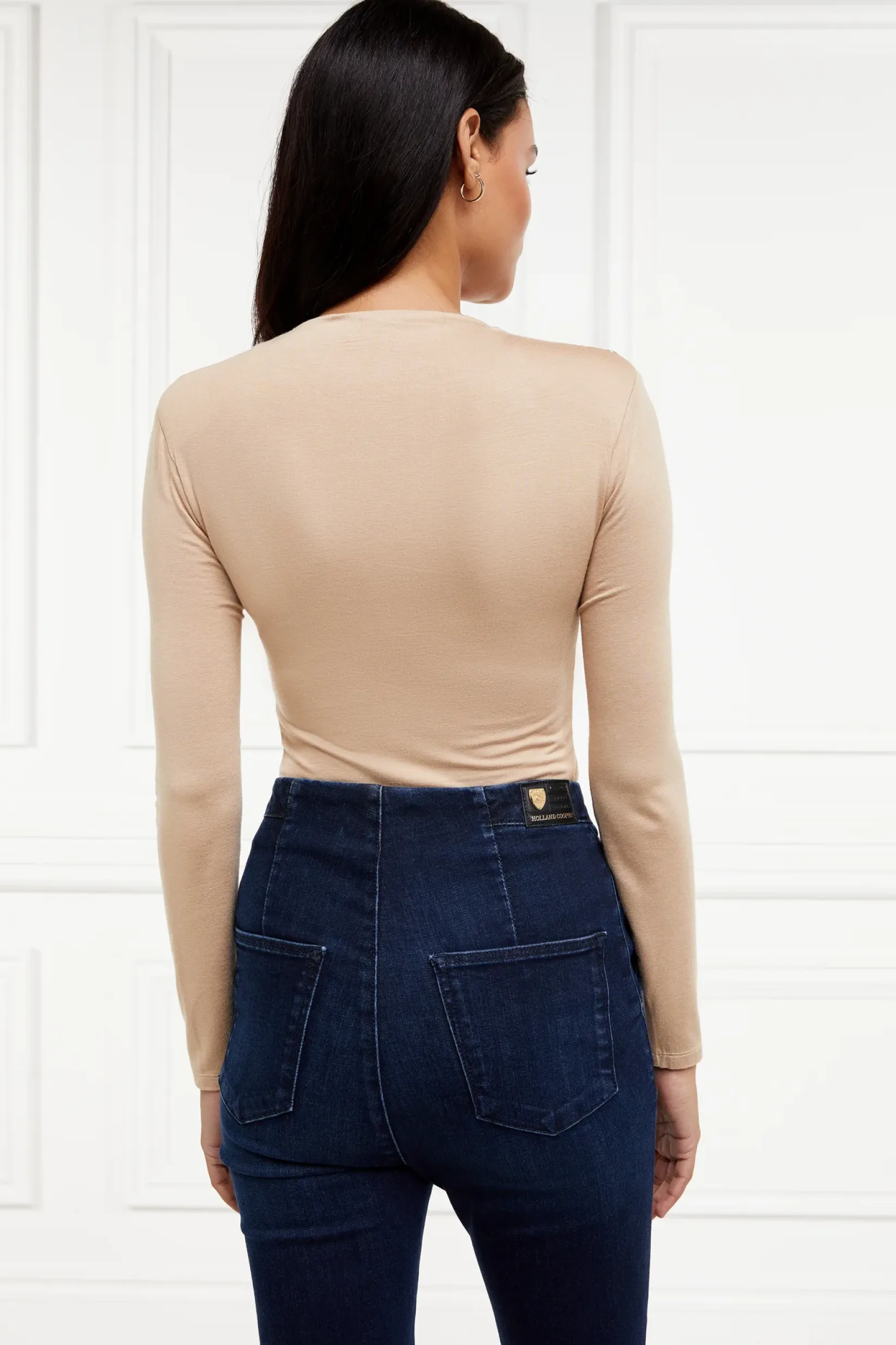 Holland Cooper Bodysuits|Wardrobe Staples-Harper Long Sleeve Bodysuit Light Camel