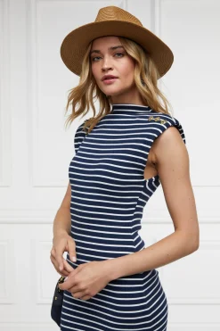 Holland Cooper Shop By Product|Dresses-Harper Maxi Dress Ink Navy Natural Stripe