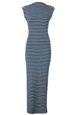 Holland Cooper Shop By Product|Dresses-Harper Maxi Dress Ink Navy Natural Stripe