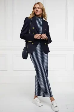 Holland Cooper Shop By Product|Dresses-Harper Maxi Dress Ink Navy Natural Stripe