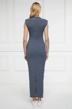 Holland Cooper Shop By Product|Dresses-Harper Maxi Dress Ink Navy Natural Stripe