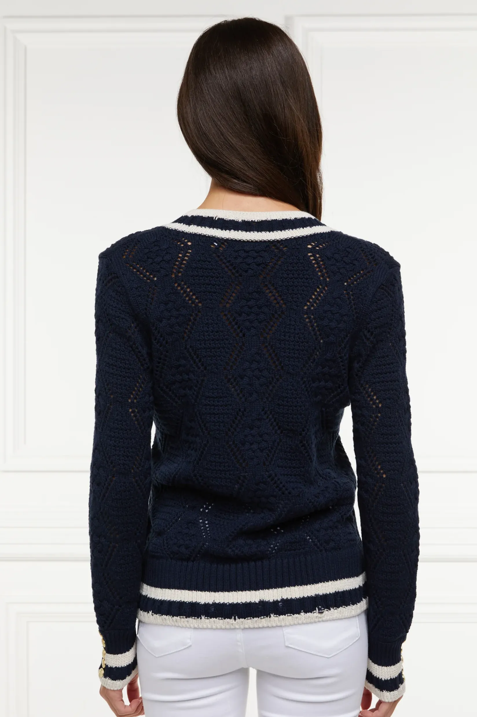 Holland Cooper Knitwear-Harvard V-Neck Knit Ink Navy