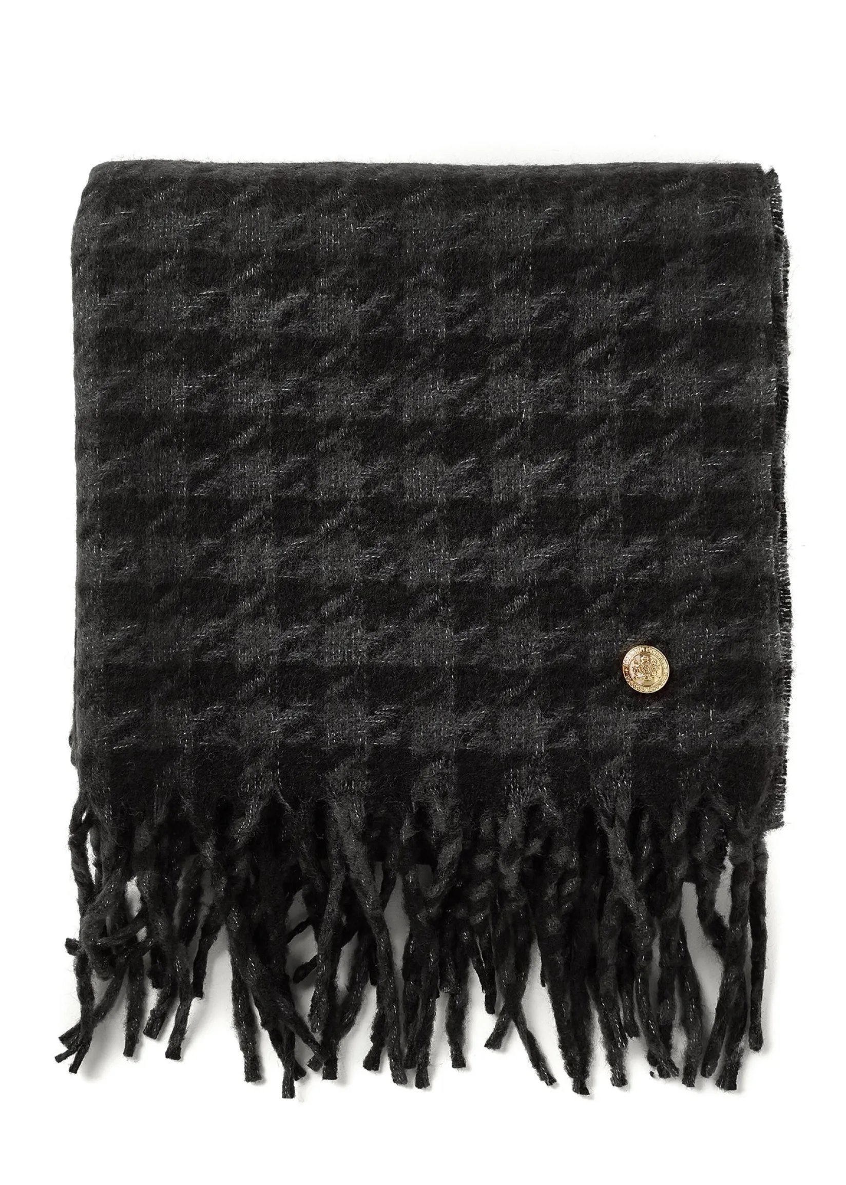 Holland Cooper Scarves|Scarves-HC Chelsea Scarf Grey Houndstooth