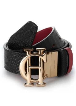 Holland Cooper Belts|Belts-HC Classic Belt Reversible Heritage Red Black Croc