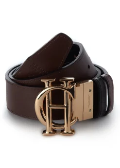 Holland Cooper Belts|Belts-HC Classic Belt Reversible Chocolate Black Croc