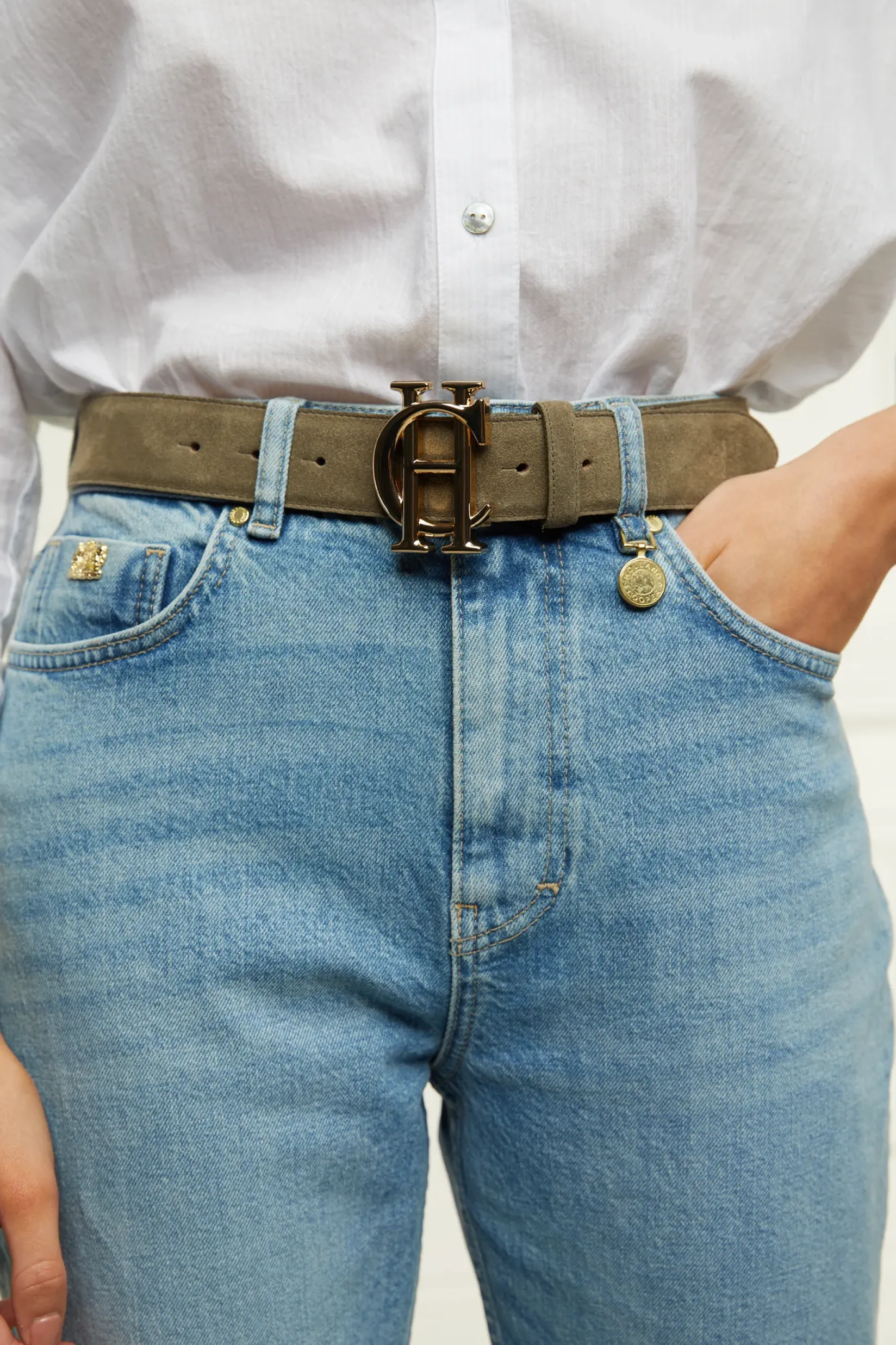 Holland Cooper Belts|Belts-HC Classic Belt Suede Khaki