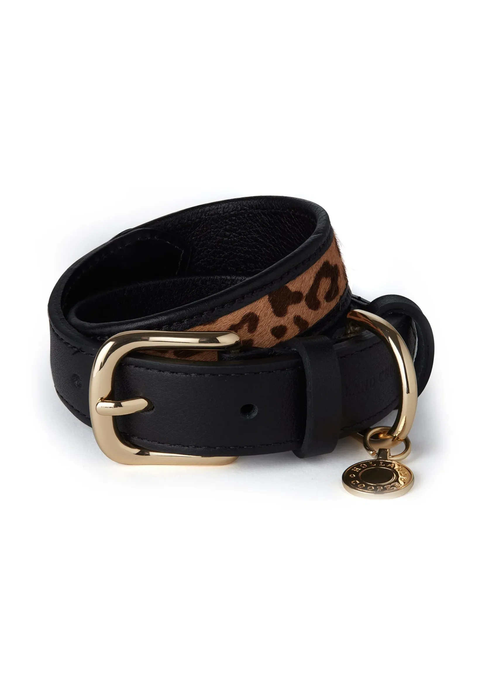 Holland Cooper Dog Collars|Dog Accessories-HC Classic Dog Collar Black & Leopard Pony