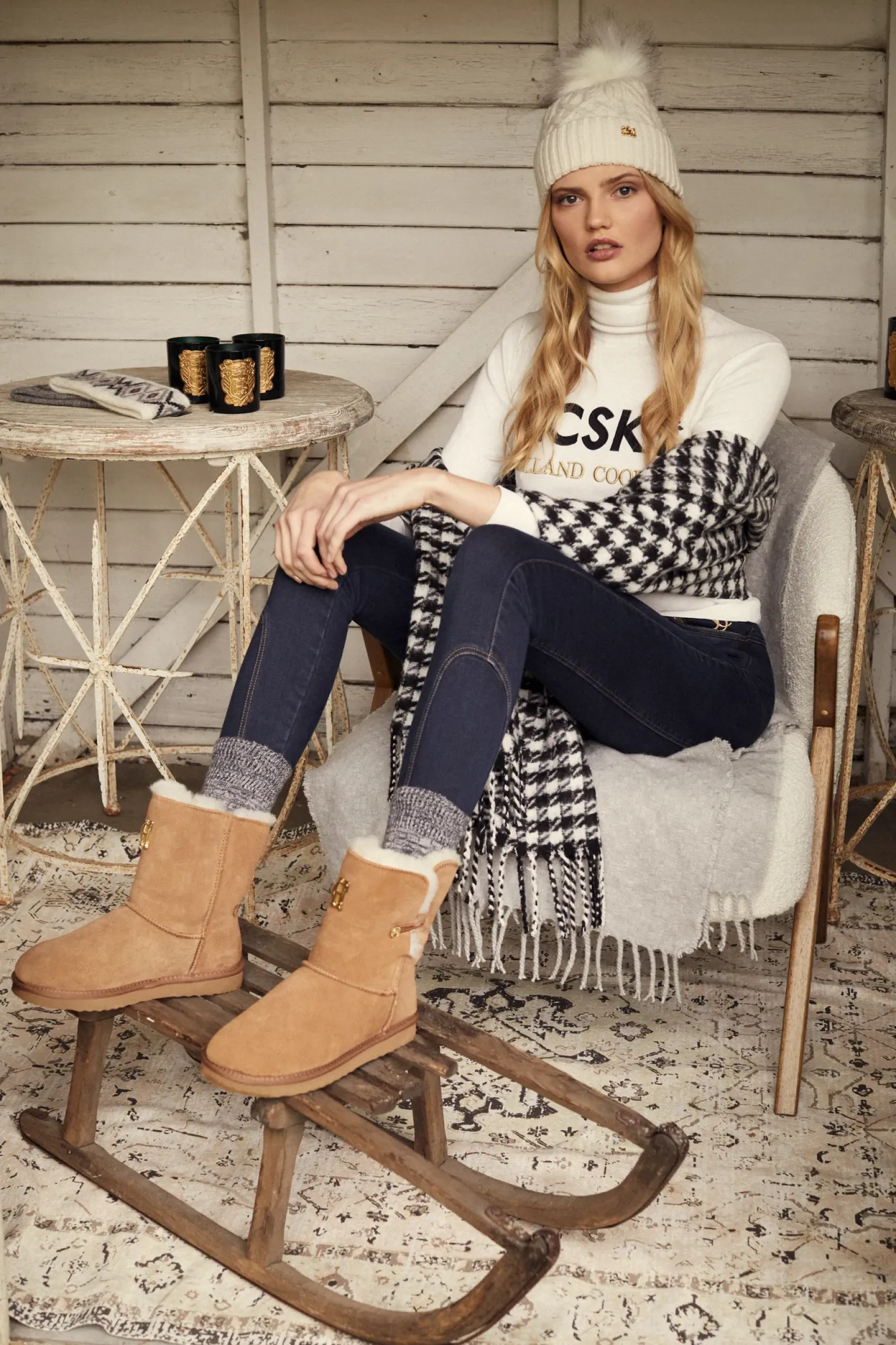 Holland Cooper Shearling Boots|Boots-HC Shearling Boot Tan