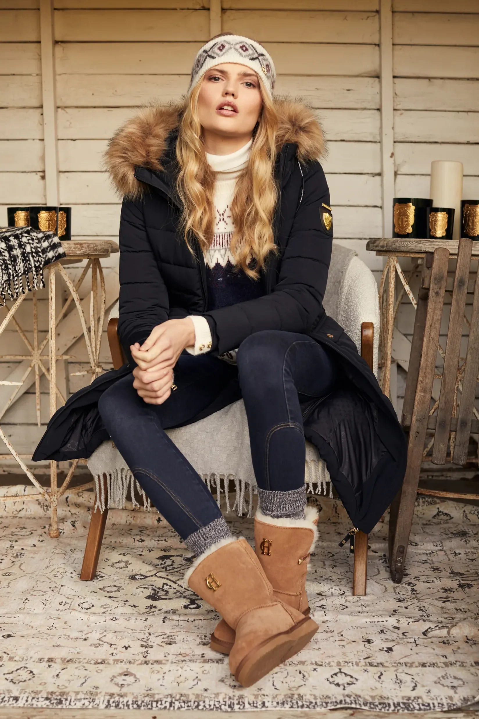 Holland Cooper Shearling Boots|Boots-HC Shearling Boot Tan