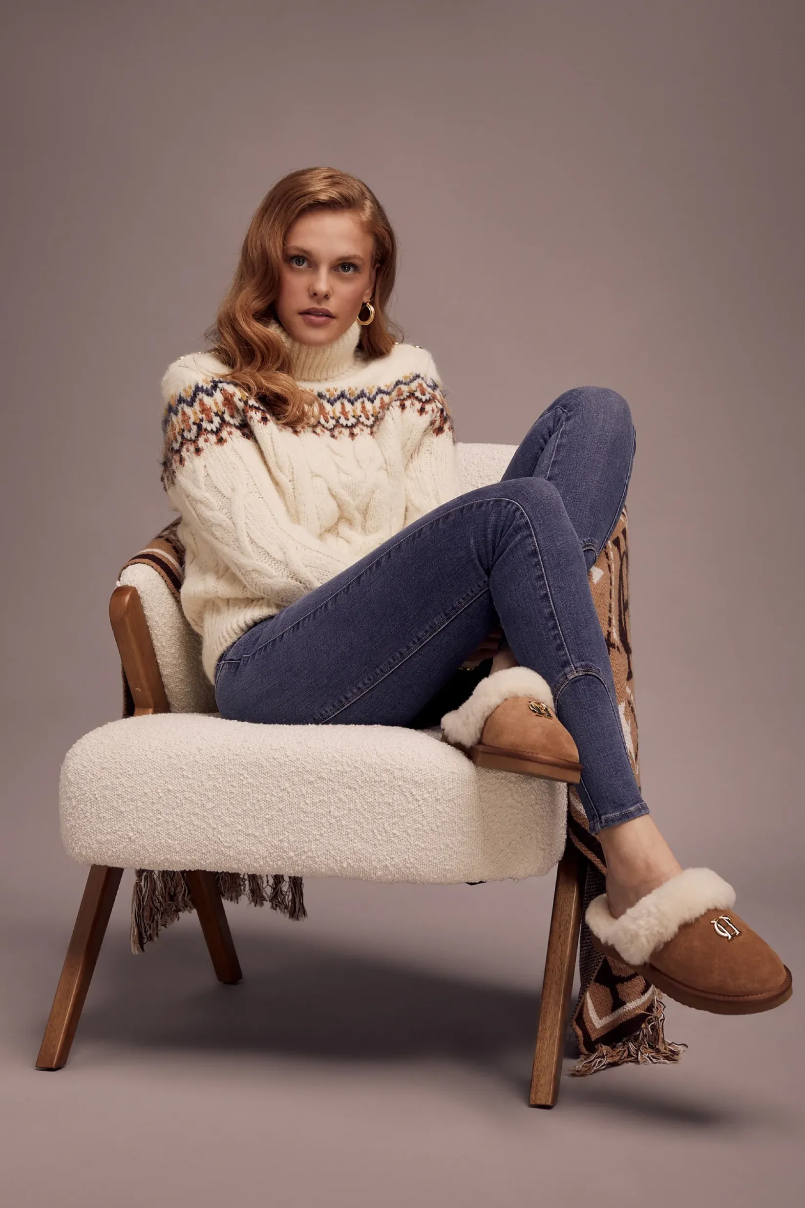 Holland Cooper Gifts For Her|Slippers-HC Shearling Slipper Tan