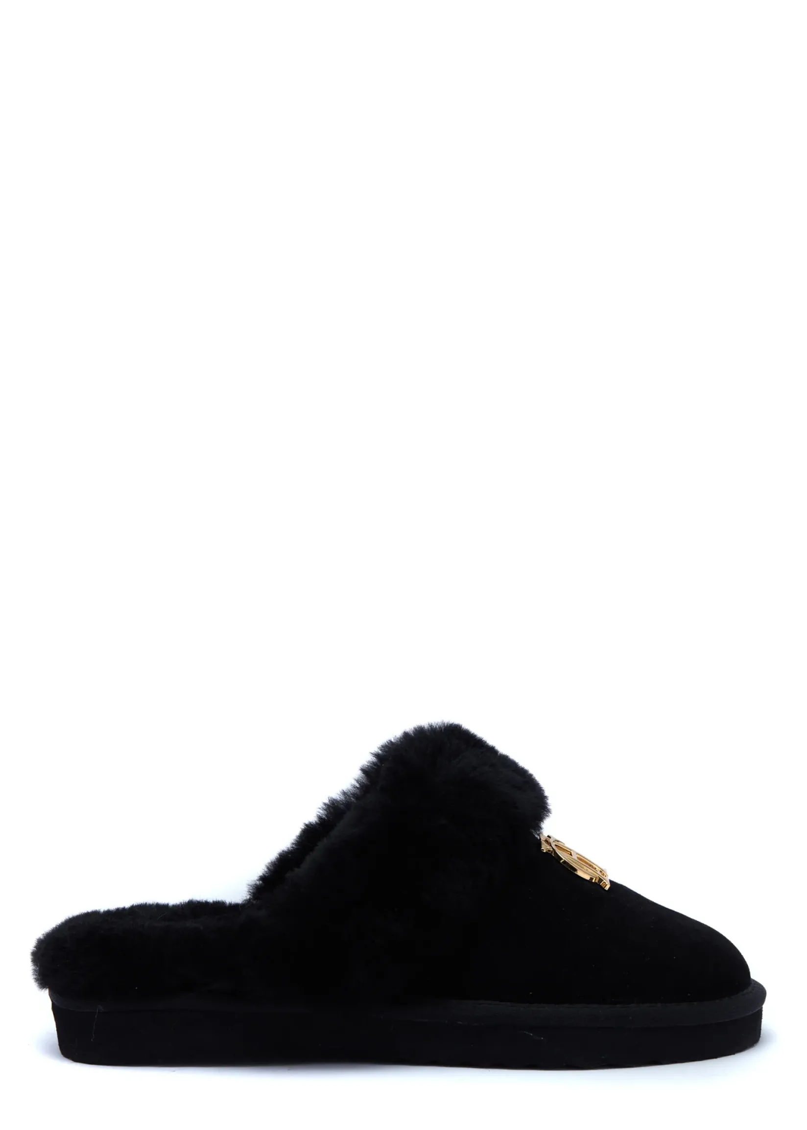 Holland Cooper Shearling Boots|Boots-HC Shearling Slipper Black