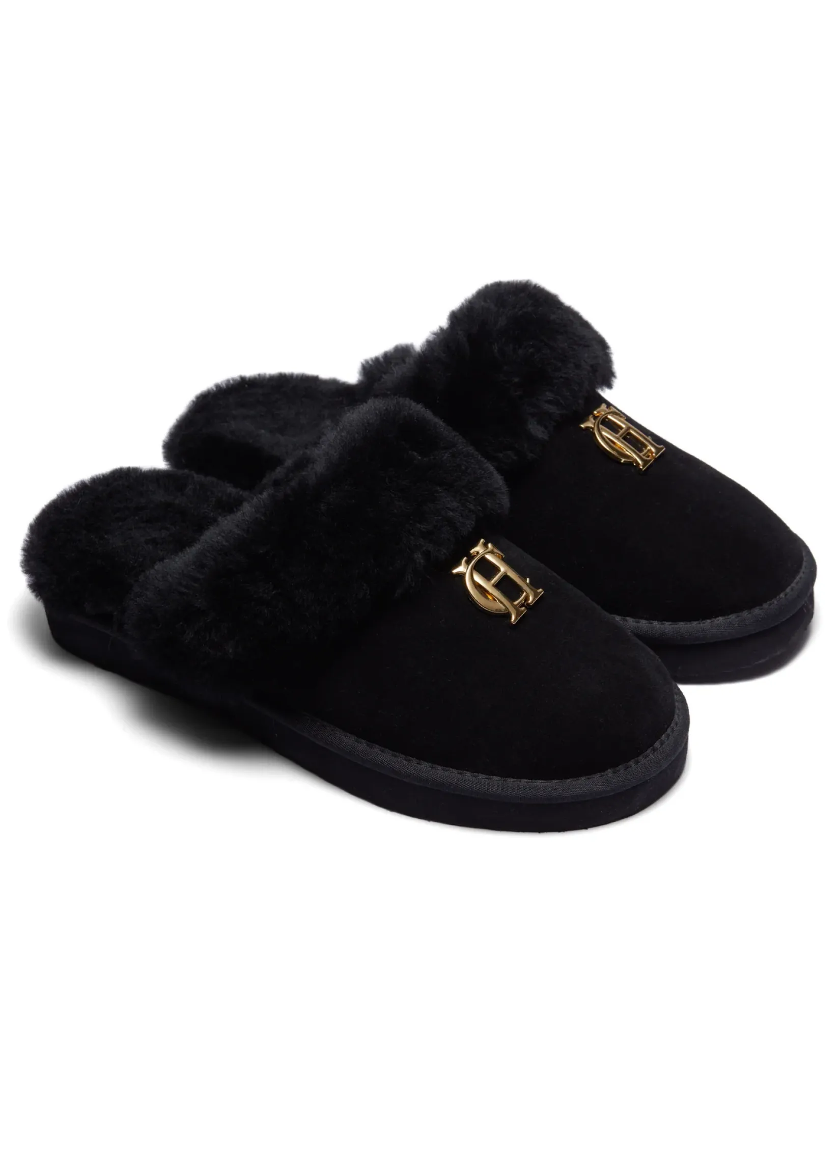 Holland Cooper Shearling Boots|Boots-HC Shearling Slipper Black