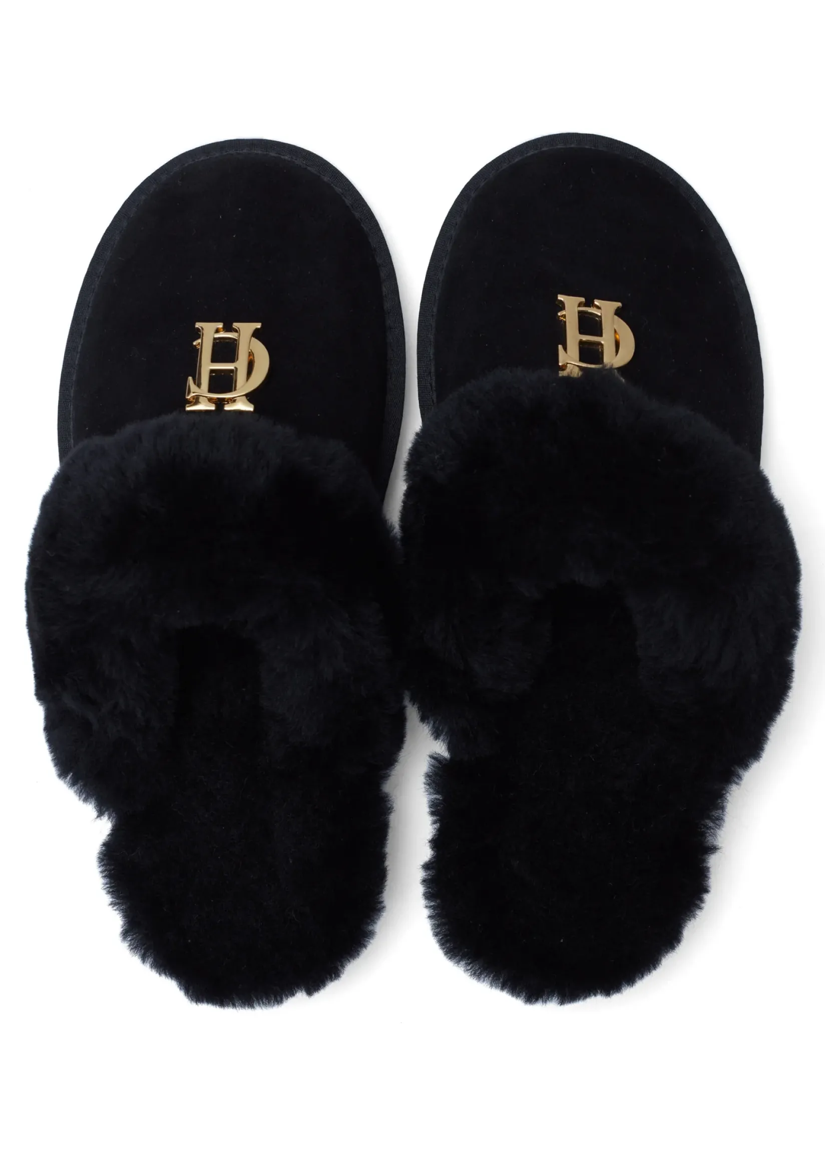 Holland Cooper Shearling Boots|Boots-HC Shearling Slipper Black