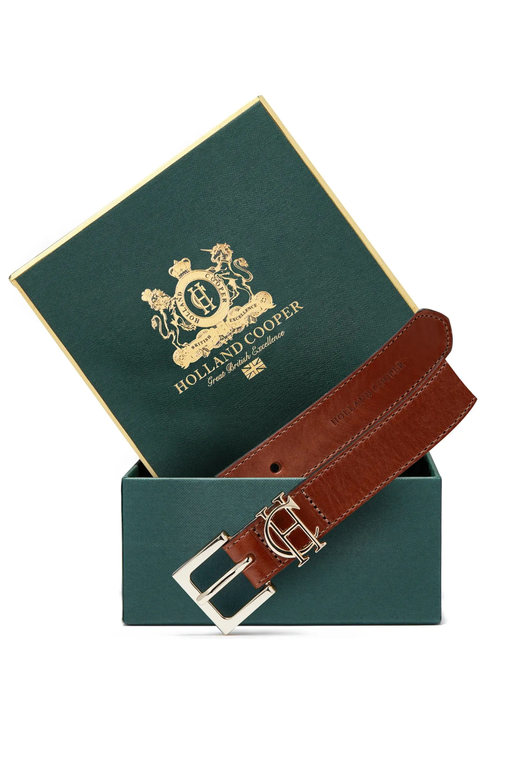 Holland Cooper Gifts For Her|Belts-HC Slim Logo Belt Tan