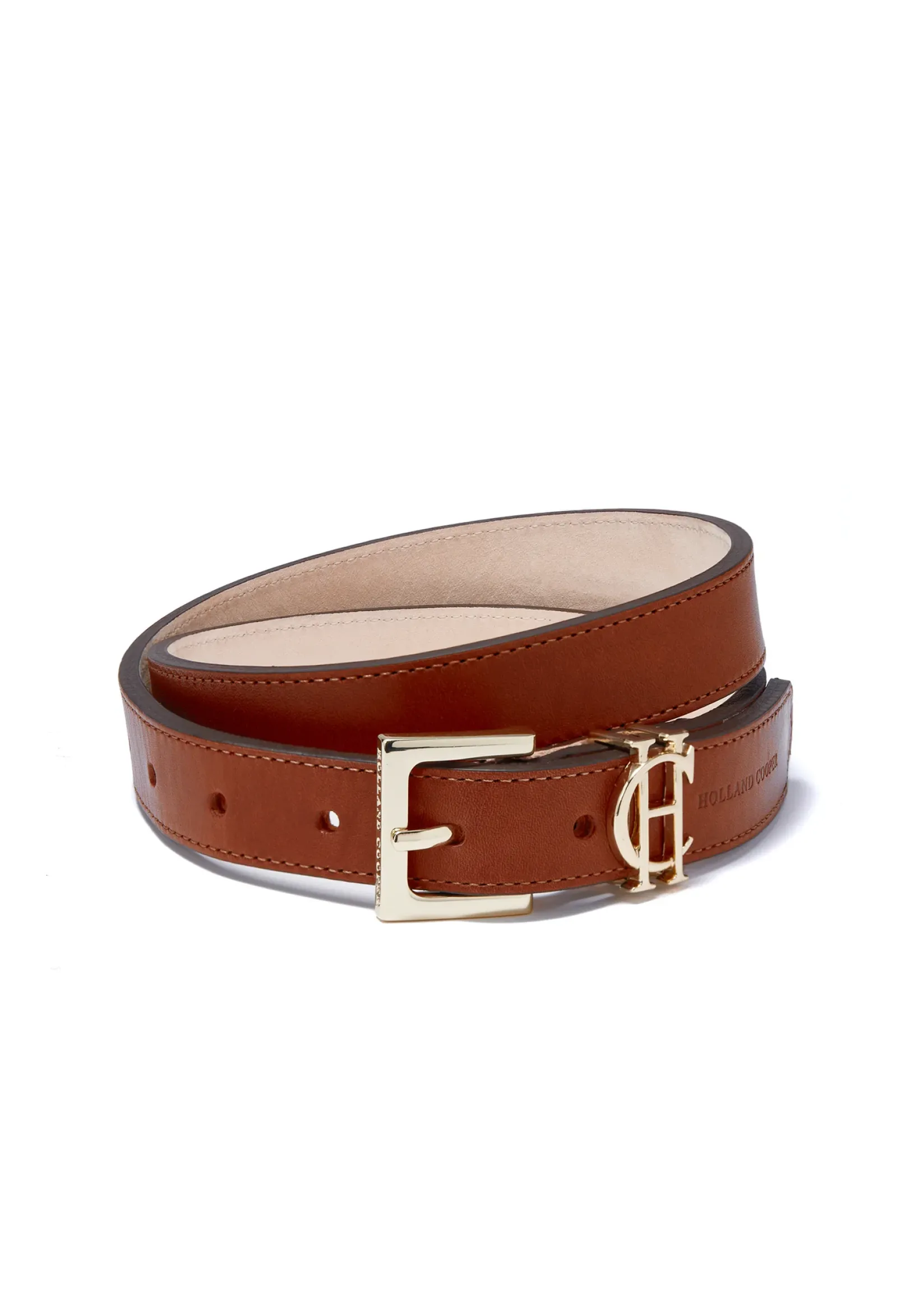 Holland Cooper Gifts For Her|Belts-HC Slim Logo Belt Tan