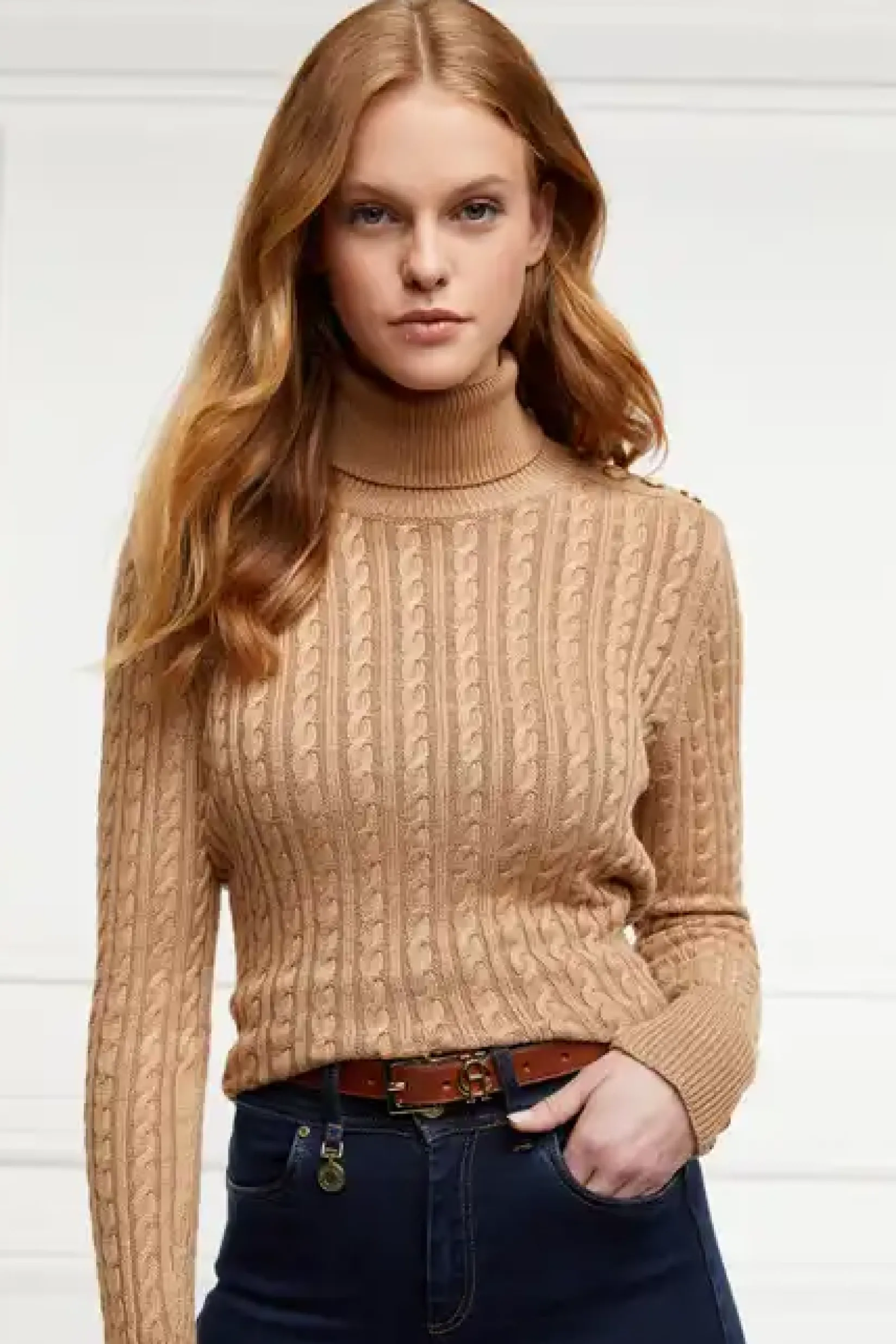 Holland Cooper Gifts For Her|Belts-HC Slim Logo Belt Tan