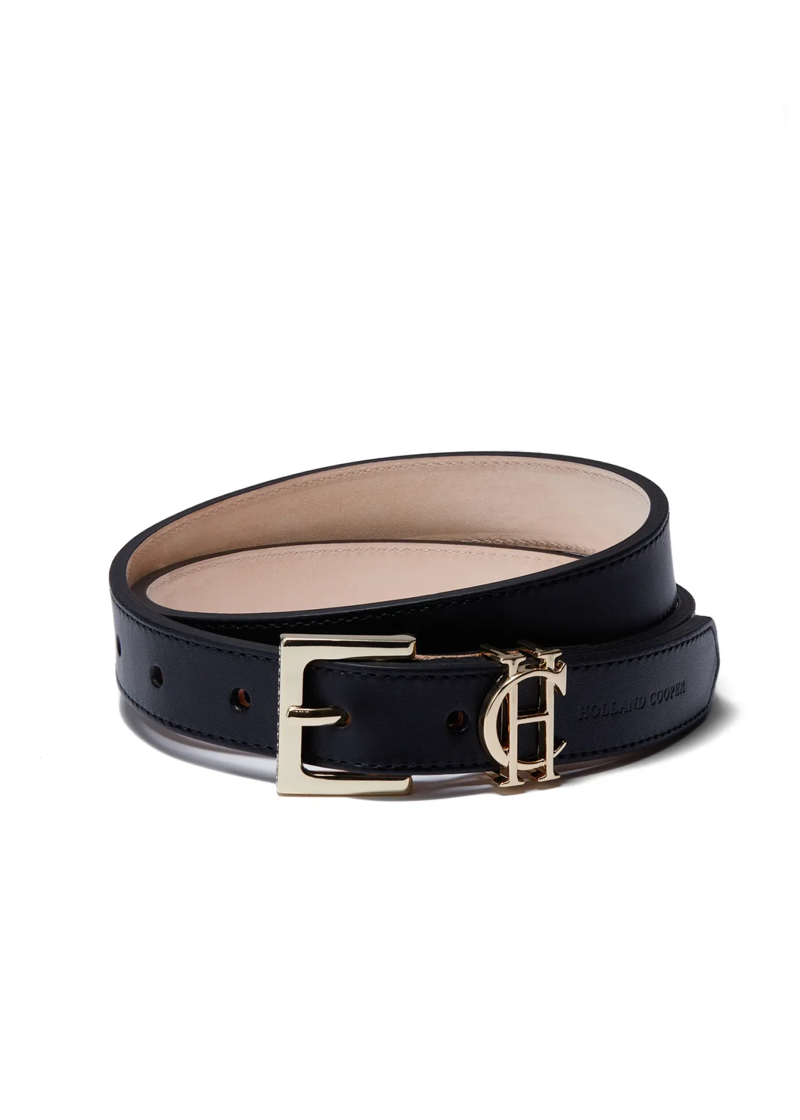 Holland Cooper Belts|Belts-HC Slim Logo Belt Black