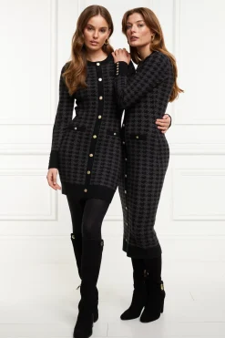 Holland Cooper Dresses-Hepburn Mini Dress Grey Houndstooth