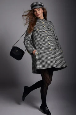 Holland Cooper Capes|Coats-Highbury Cape Coat Houndstooth