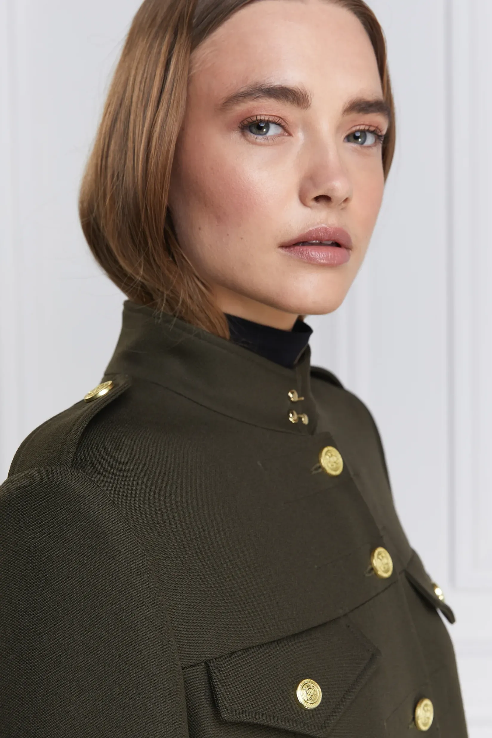Holland Cooper Capes|Coats-Highbury Cape Coat Khaki Barathea