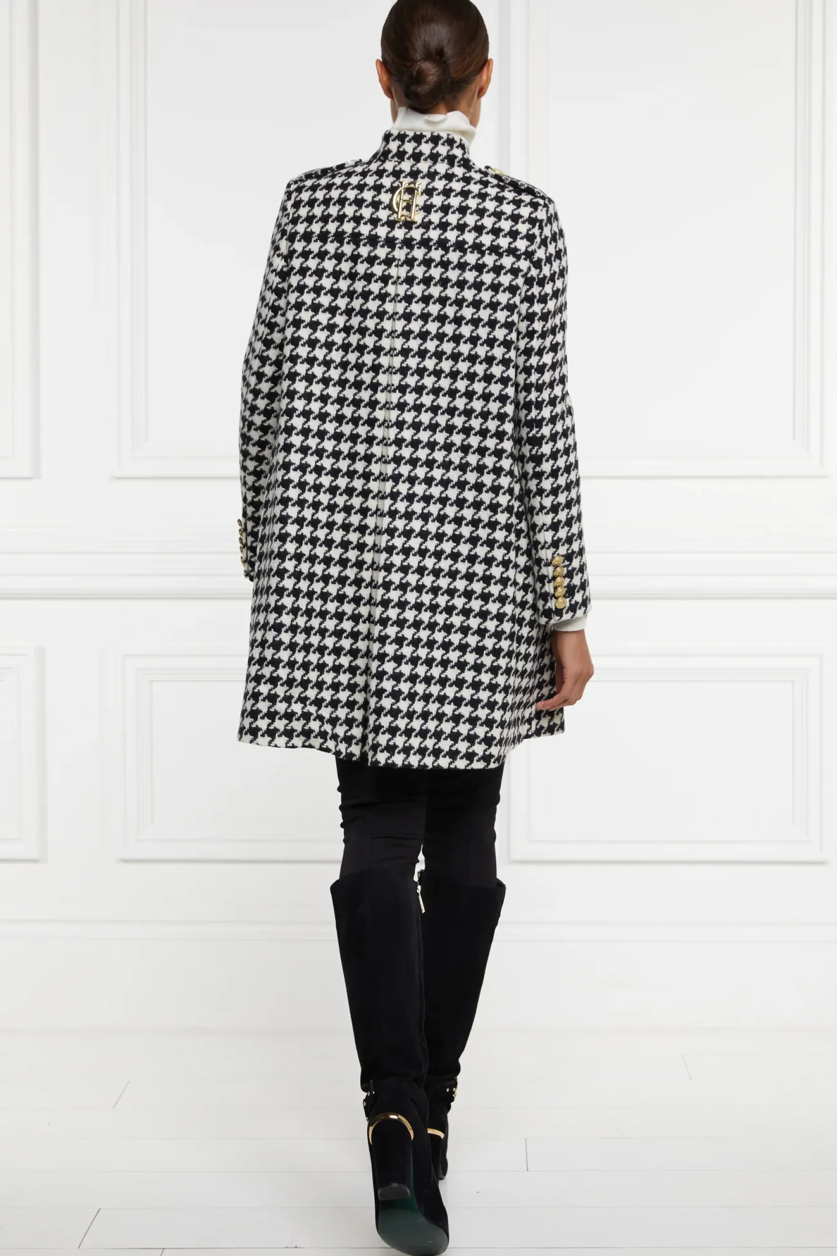 Holland Cooper Capes|Coats-Highbury Cape Coat Large Scale Houndstooth