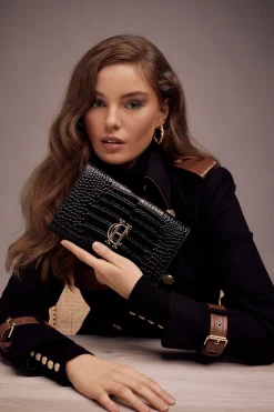 Holland Cooper Gifts For Her|Clutch Bags-Highbury Clutch Bag Black Gold