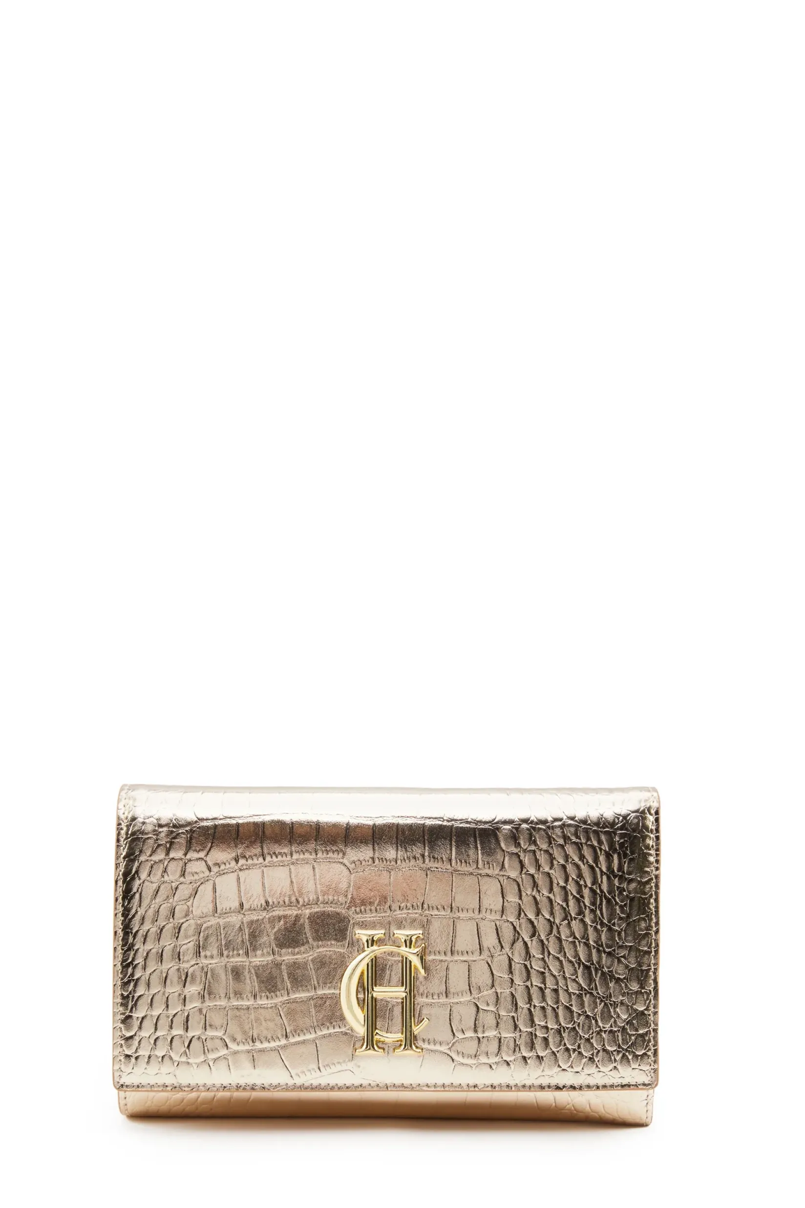 Holland Cooper Clutch Bags|Bags-Highbury Clutch Bag Gold Croc