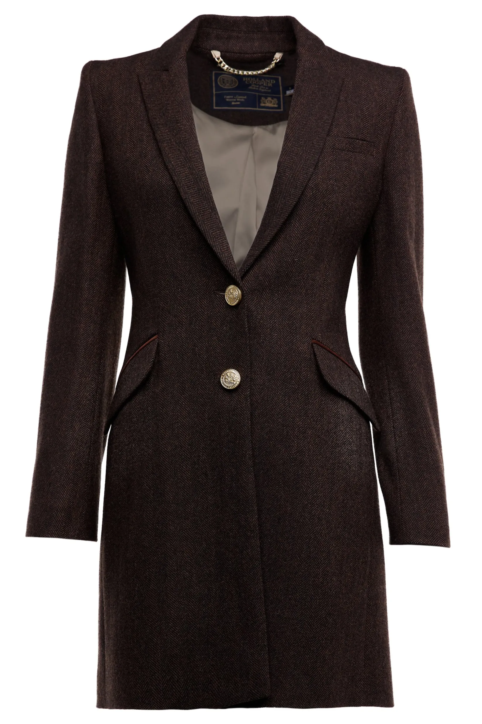 Holland Cooper Coats|Country Collection-Highgrove Coat Chocolate Herringbone