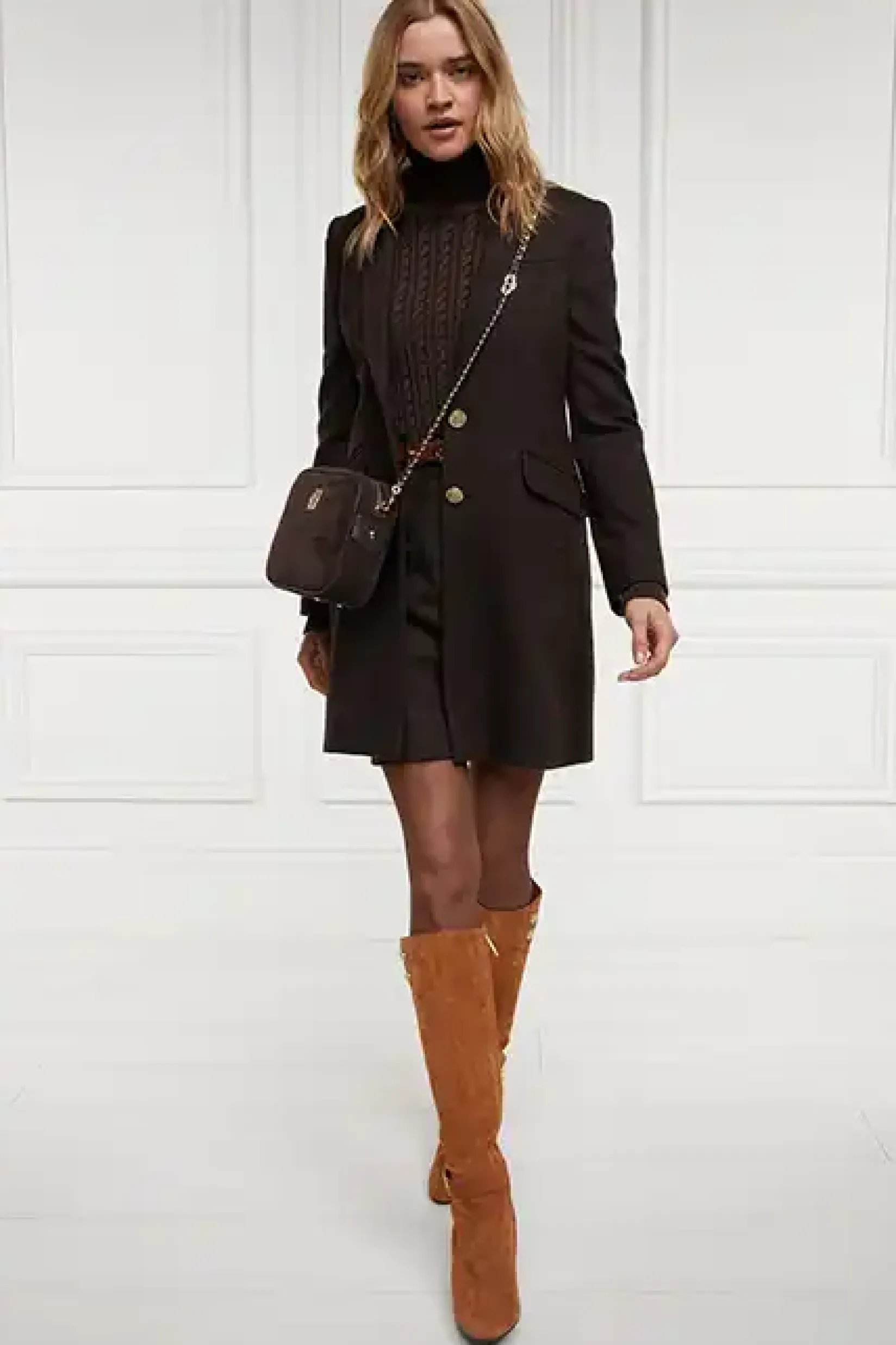 Holland Cooper Coats|Country Collection-Highgrove Coat Chocolate Herringbone