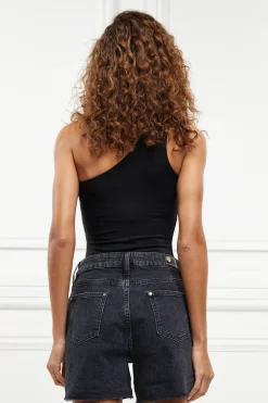 Holland Cooper Shorts-High Rise Denim Short Washed Black