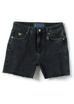 Holland Cooper Shorts-High Rise Denim Short Washed Black