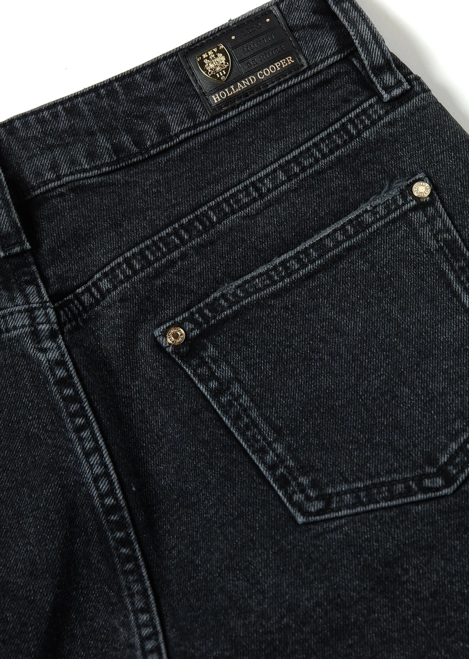 Holland Cooper Shorts-High Rise Denim Short Washed Black