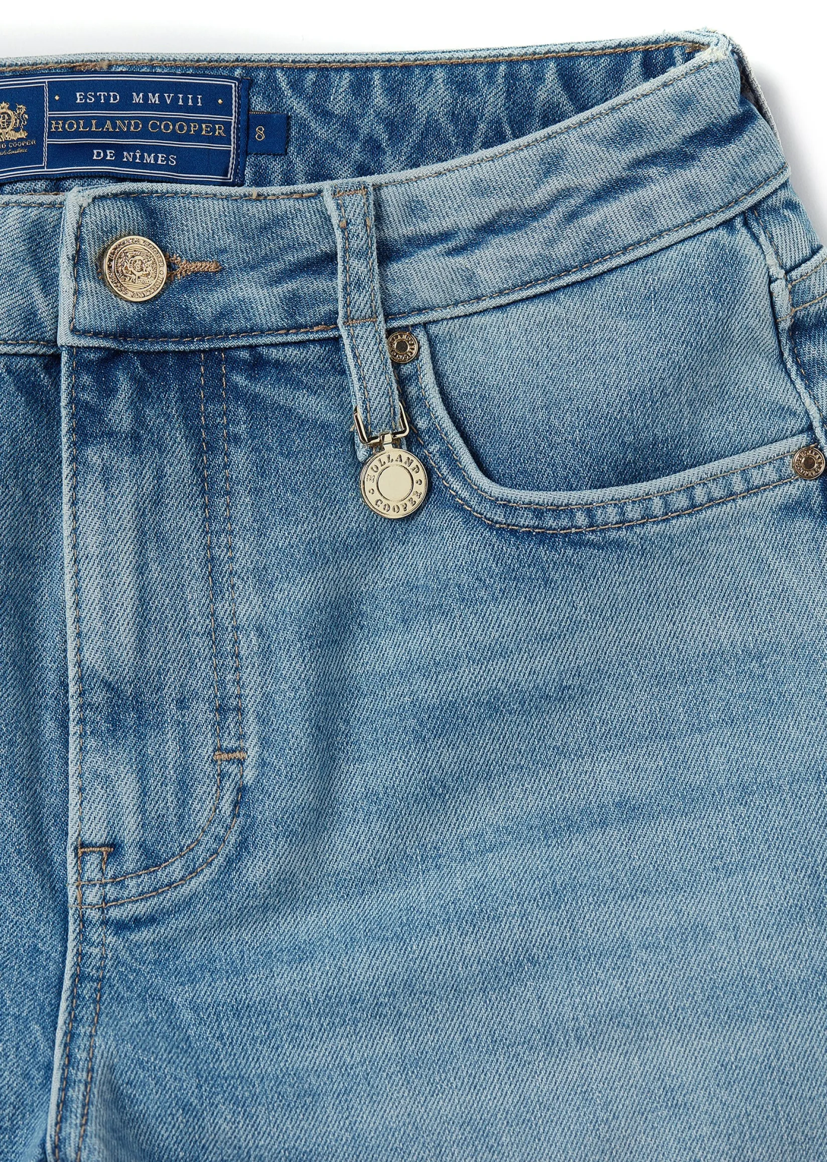 Holland Cooper Shorts-High Rise Denim Short Vintage Indigo