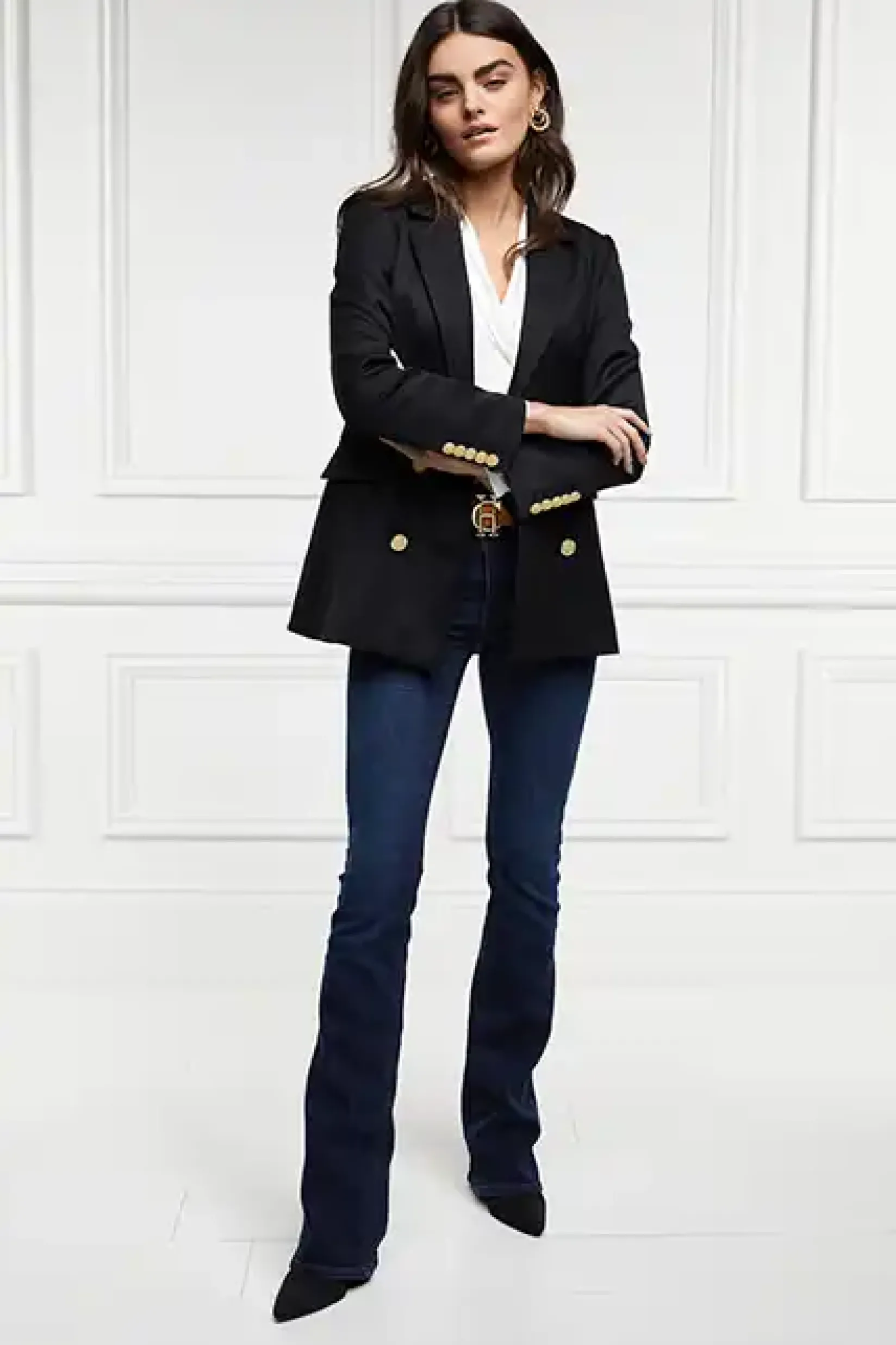 Holland Cooper Gifts For Her|Jeans-High Rise Flared Jean Deep Indigo