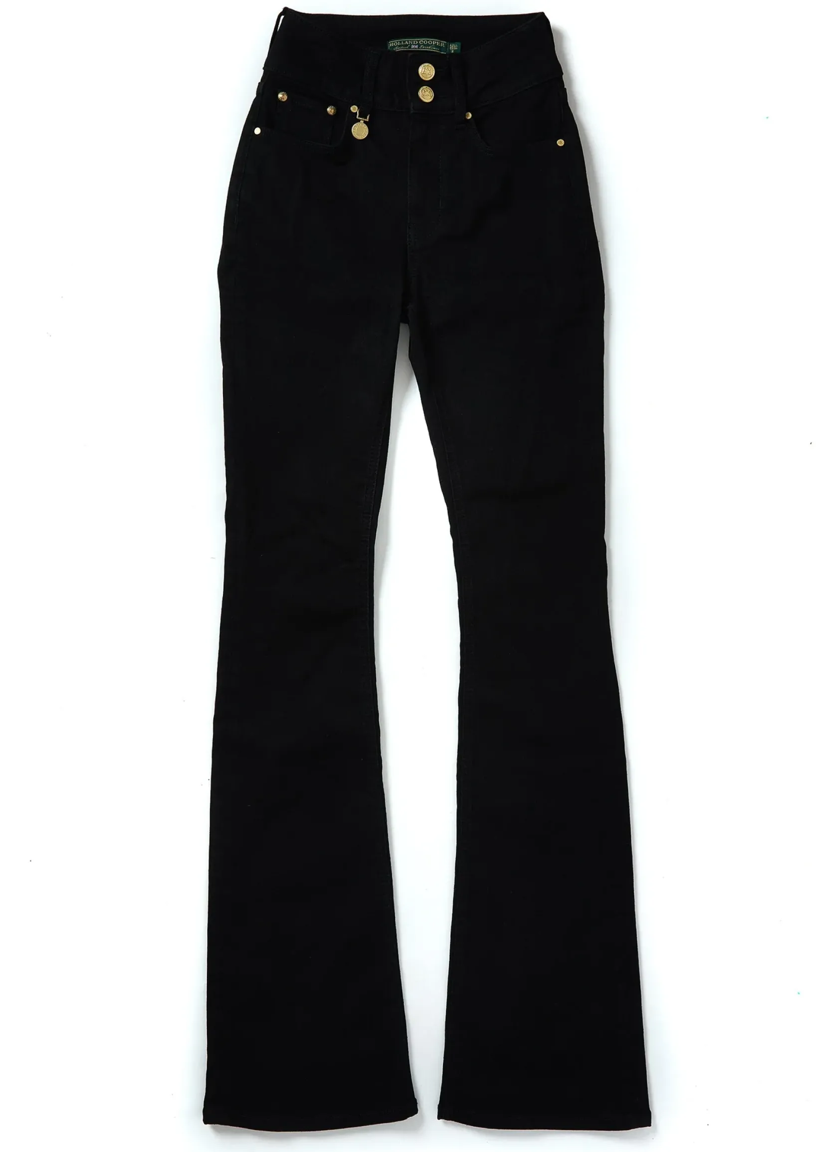 Holland Cooper Jeans|Wardrobe Staples-High Rise Flared Jean Stay Black