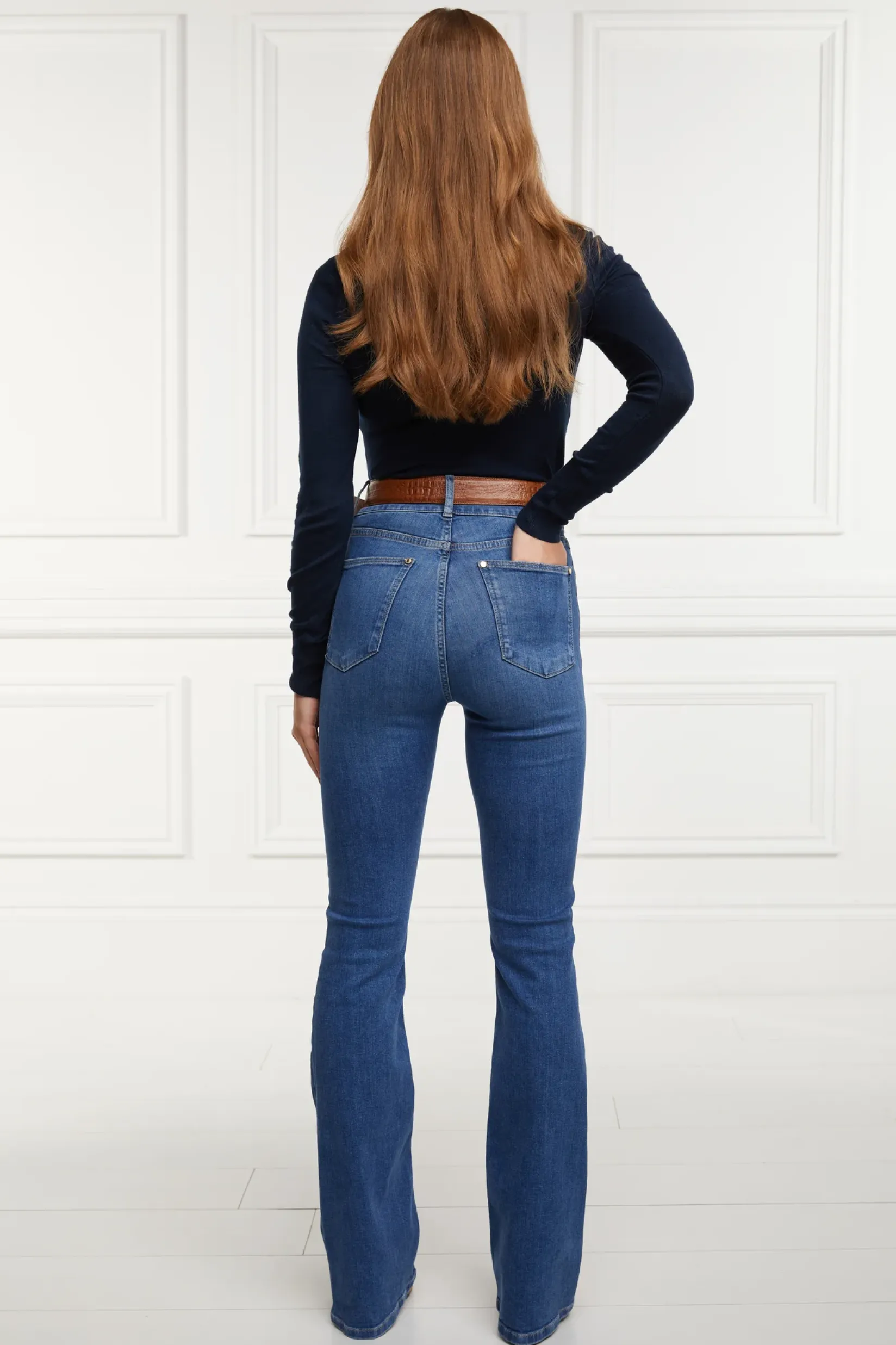 Holland Cooper Jeans|Wardrobe Staples-High Rise Flared Jean Denim