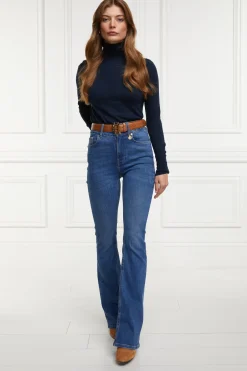 Holland Cooper Jeans|Wardrobe Staples-High Rise Flared Jean Denim