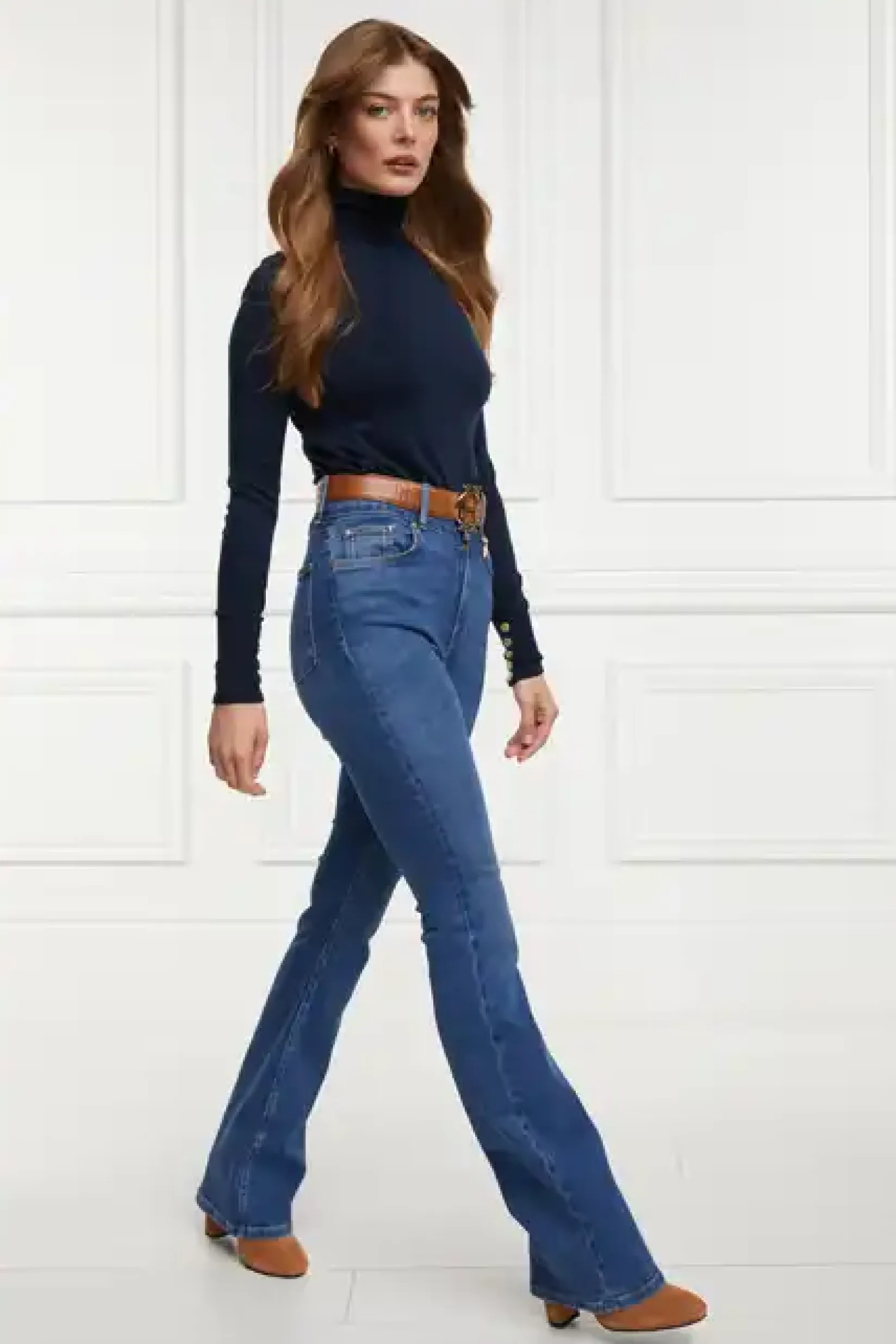 Holland Cooper Jeans|Wardrobe Staples-High Rise Flared Jean Denim